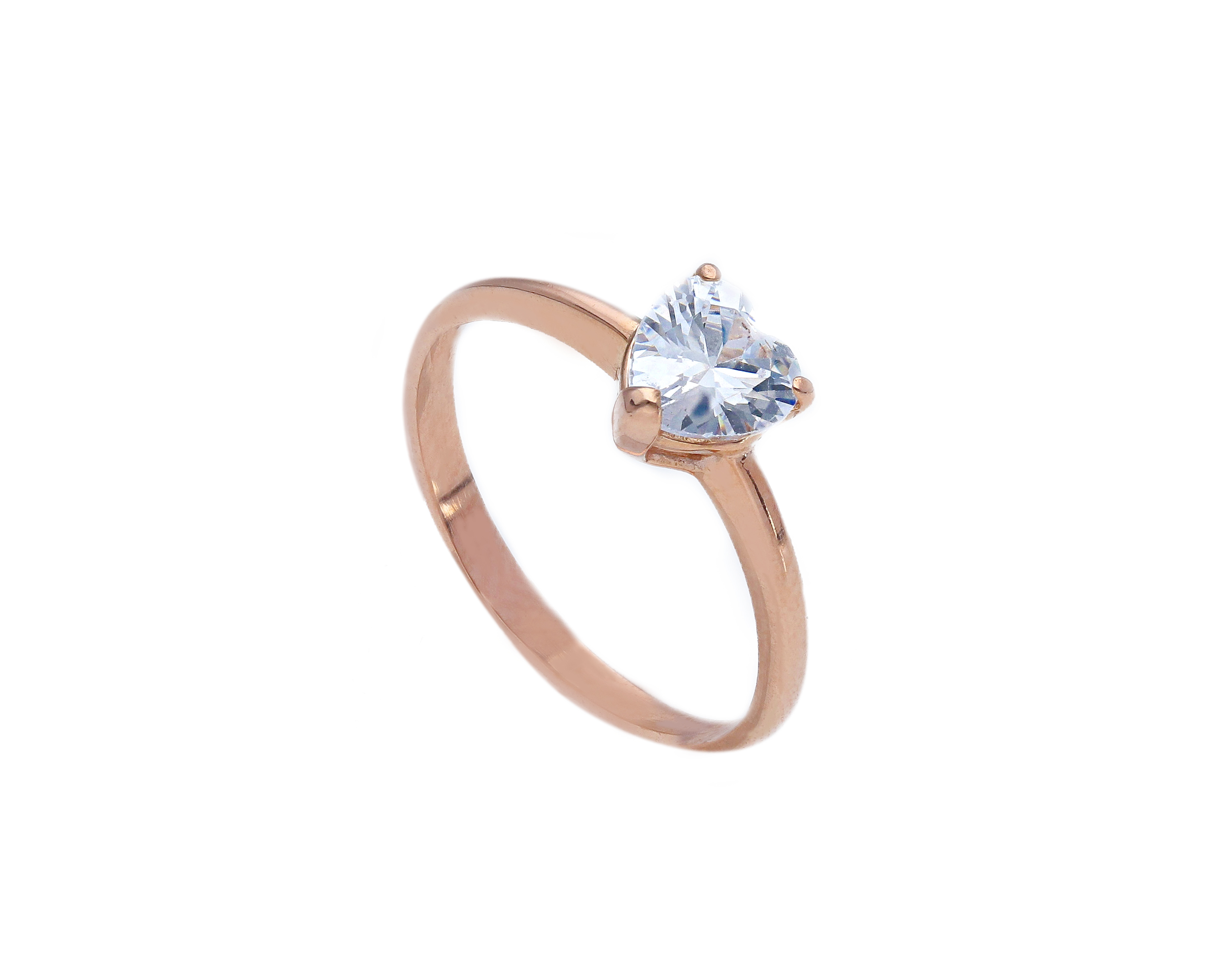 Single stone k9 rose gold ring with zirkon (S259378)